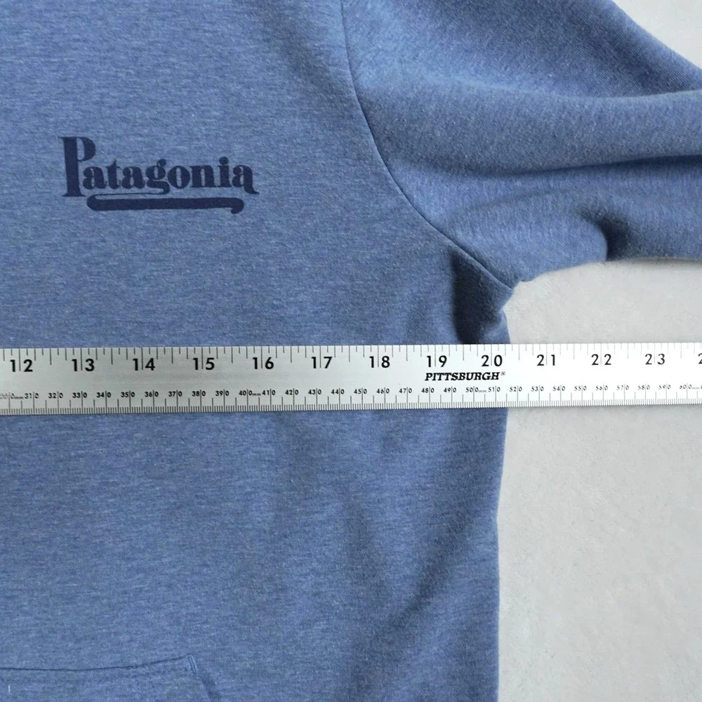 Patagonia Mens Full Zip Hoodie Blue Organic Cotton Logo Sweatshirt Medium - Picture 8 of 10